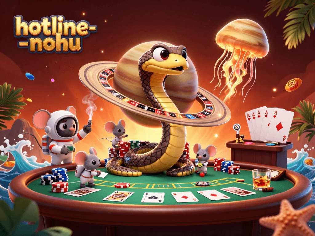 Engage in thrilling action at hotline-nohu with cosmic characters betting in a vibrant casino scene.