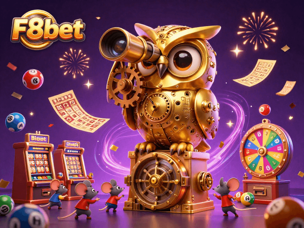 Experience thrilling moments at F8bet with our vibrant 3D casino illustration showcasing dynamic games and excitement.