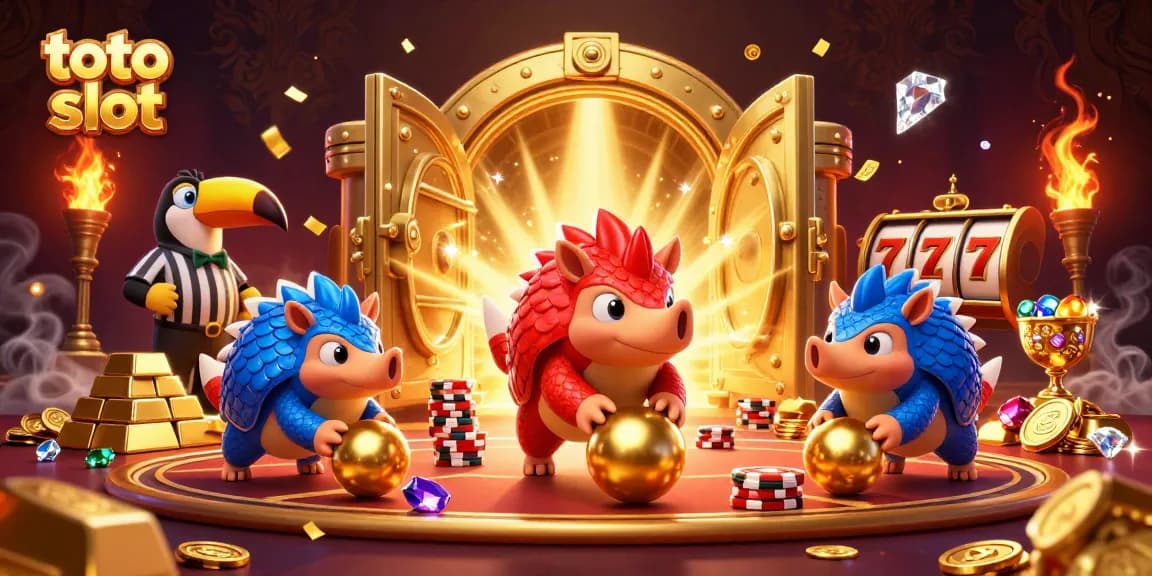 Engage in thrilling toto slot action with playful pangolins and dazzling treasure.
