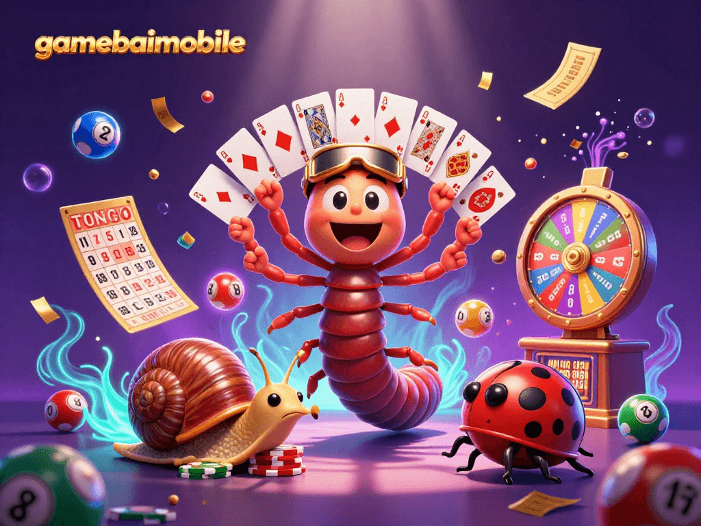 Experience gamebaimobile's vibrant 3D casino art with unique characters and exciting gaming elements.