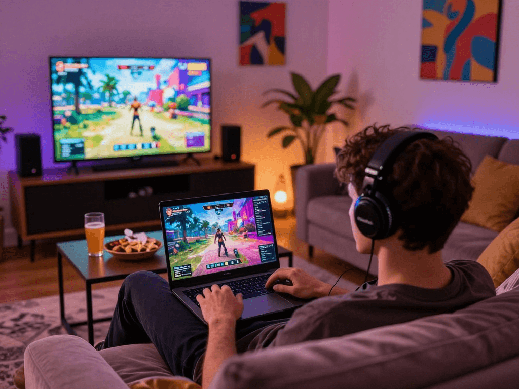 Experience the excitement of a real sex game in a cozy gaming room setting.