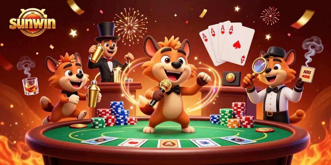 Experience the fun at sunwin casino with hyena characters, immersive gaming elements, and vibrant atmosphere.