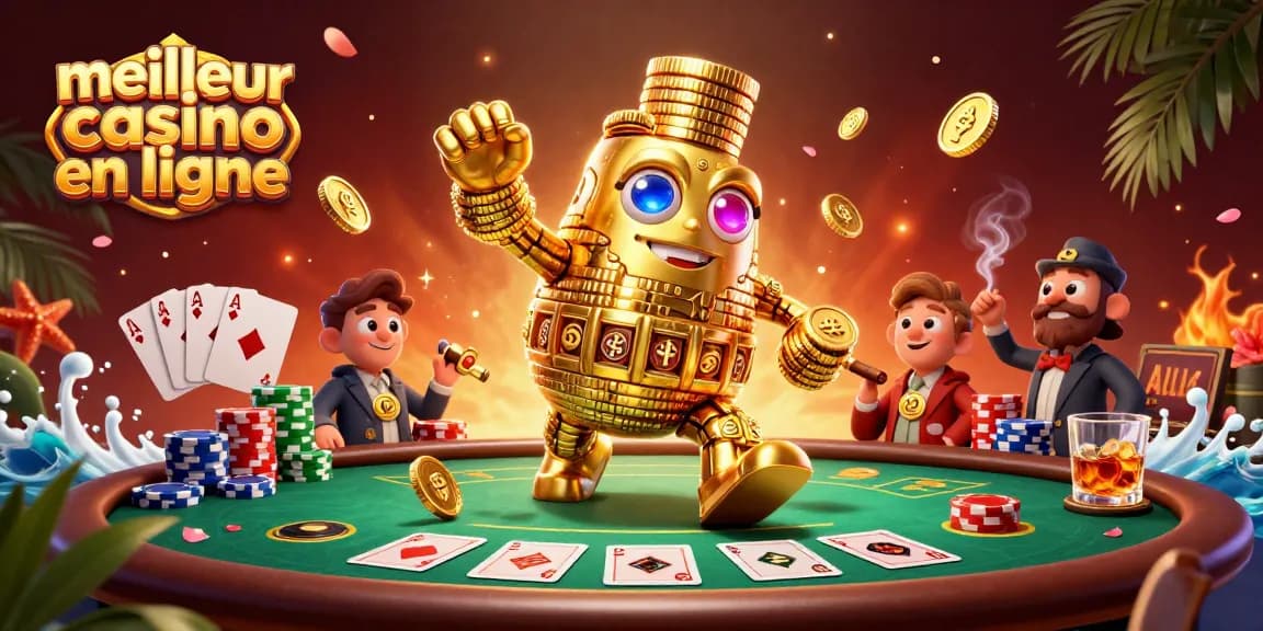 Plongez dans le meilleur casino en ligne avec un golem d'or et des éléments de poker captivants.