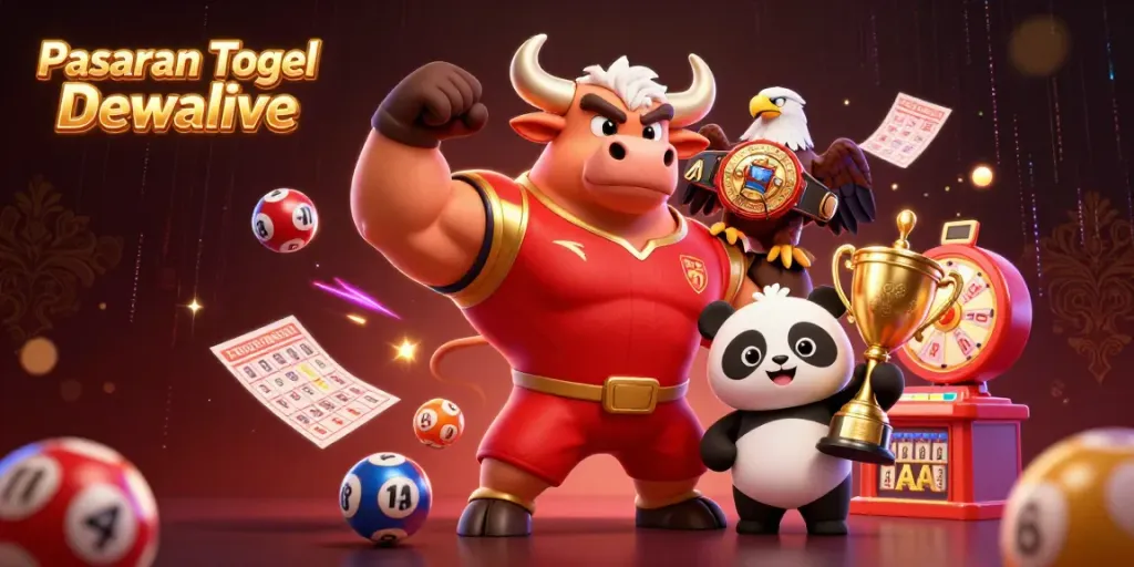 Participate in Pasaran Togel Dewalive with vibrant lottery elements and characters celebrating.