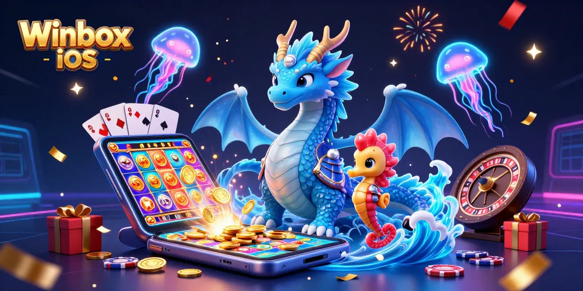 Winbox iOS: Enjoy seamless gameplay with the vibrant 3D illustration capturing the essence of mobile gambling.