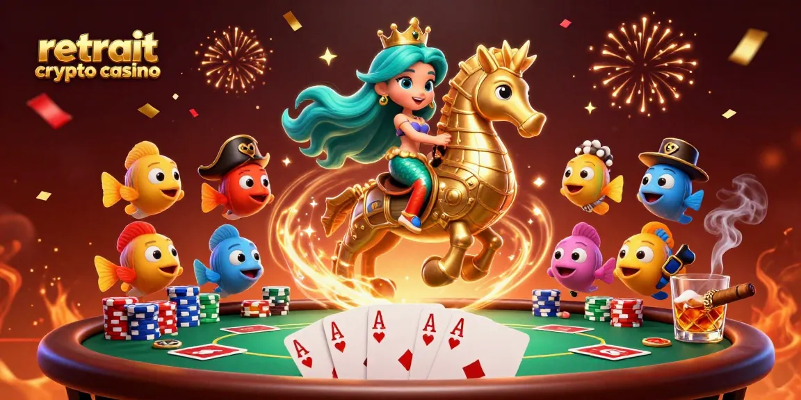 Profitez des retraits crypto instantanés dans les casinos avec une princesse en mer et des poissons colorés.