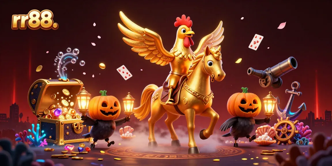 Experience thrilling gaming adventures with rr88.'s lively casino illustration featuring vibrant characters and dynamic elements.
