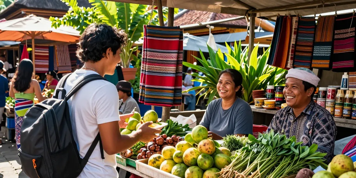 Experience local culture with NAGA2000 travelers at a vibrant Bali market.