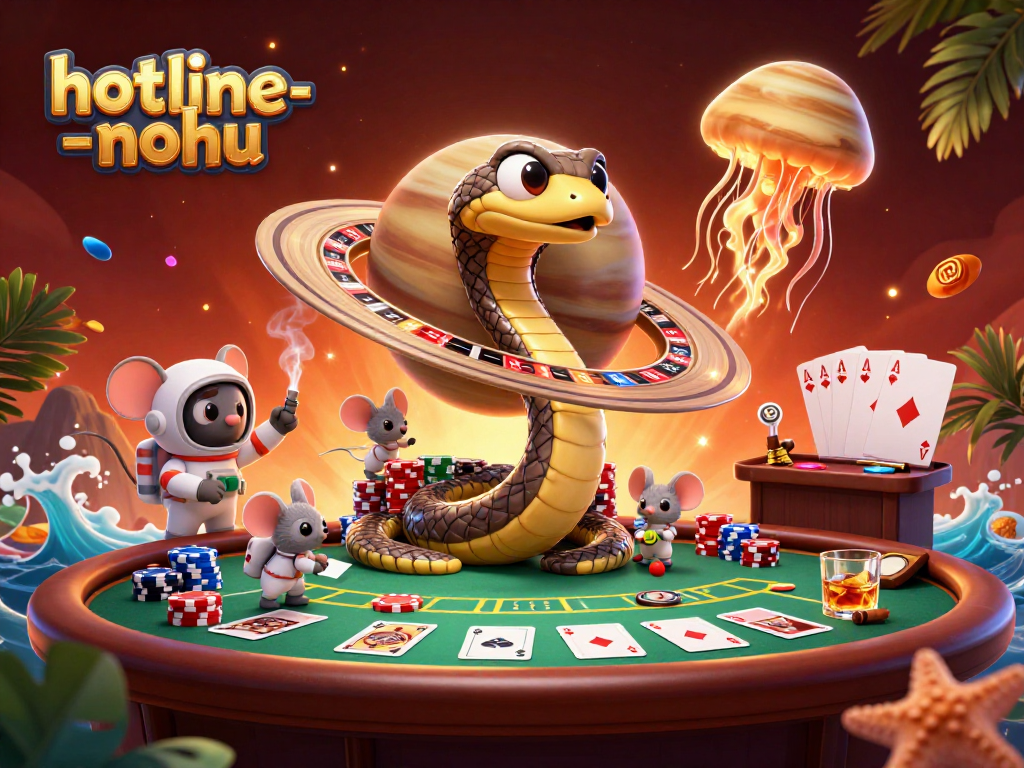 Engage in thrilling action at hotline-nohu with cosmic characters betting in a vibrant casino scene.