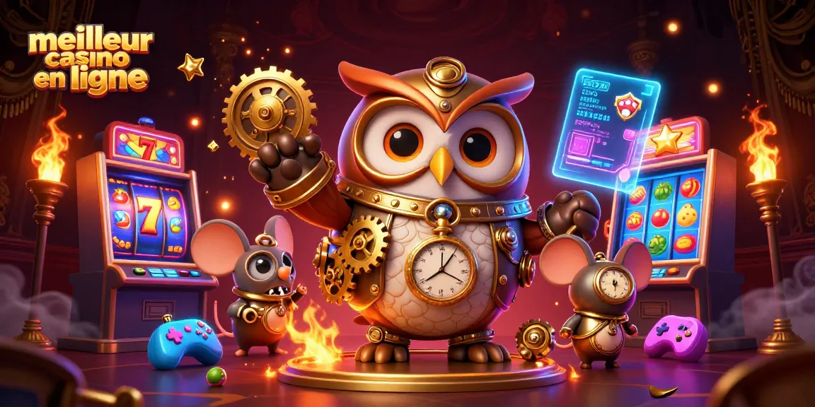 Découvrez le meilleur casino en ligne à travers une scène dynamique avec des machines à sous et des personnages 3D colorés.