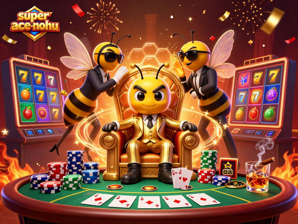 Engage with superace-nohu gameplay in an ultra-detailed 3D scene showcasing vibrant slots and poker elements.