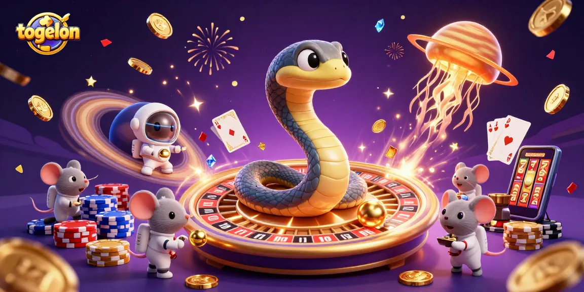 Engage in exhilarating betting with togelon while small astronaut mice place bets in a cosmic casino scene.