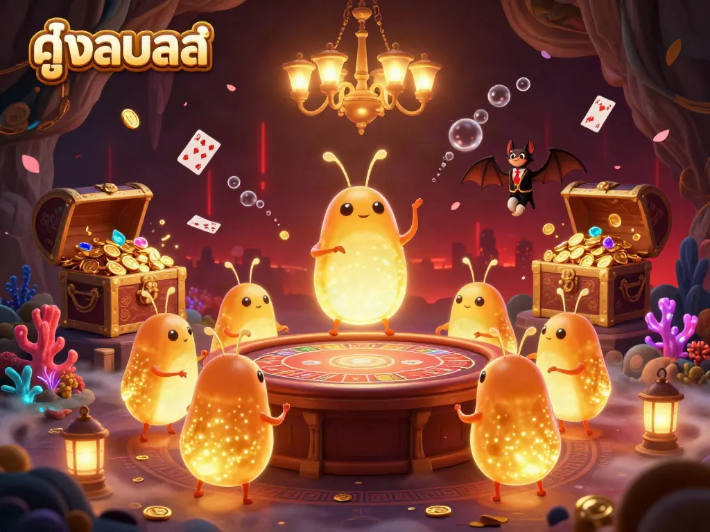 Engage in thrilling ดูบอลสด with bioluminescent illumination from playful glowworms in a lively cave casino.
