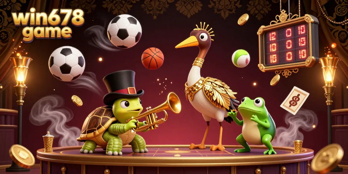 Experience the thrill of win678 game with a vibrant casino scene, featuring iconic gaming elements.