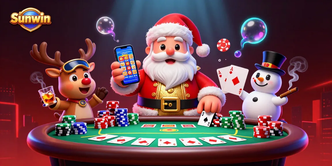 Engage in exuberant gaming at Sunwin with festive characters celebrating jackpot wins.