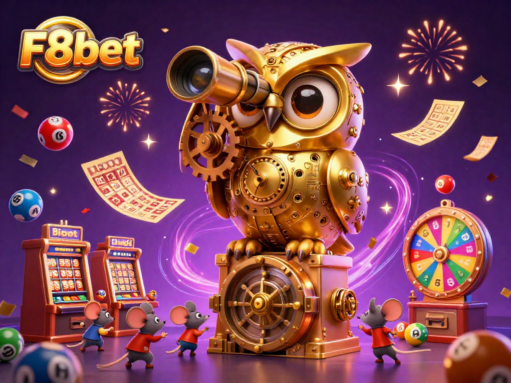 Experience thrilling moments at F8bet with our vibrant 3D casino illustration showcasing dynamic games and excitement.
