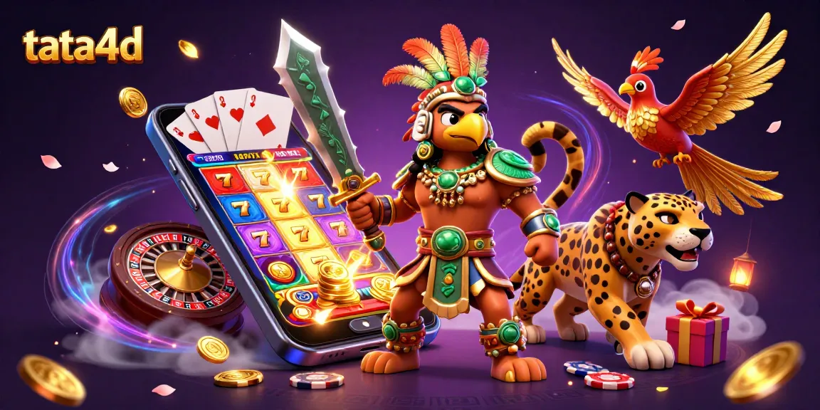 Engage with tata4d's vibrant slot gaming scene featuring thrilling characters and casino elements.