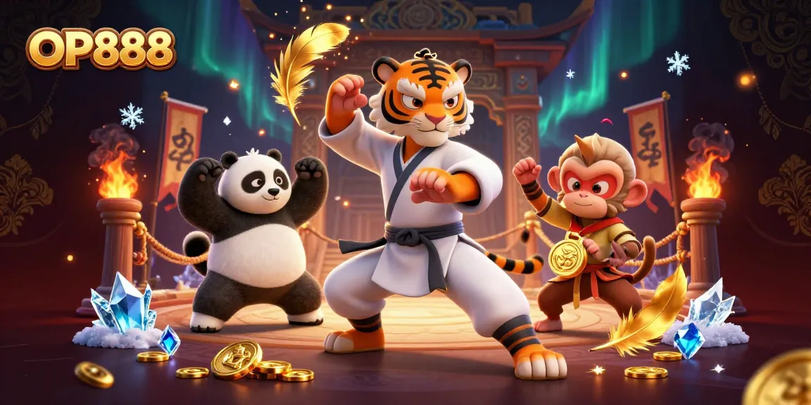 Experience dynamic gaming action at OP888 with colorful characters and casino elements in a vibrant scene.