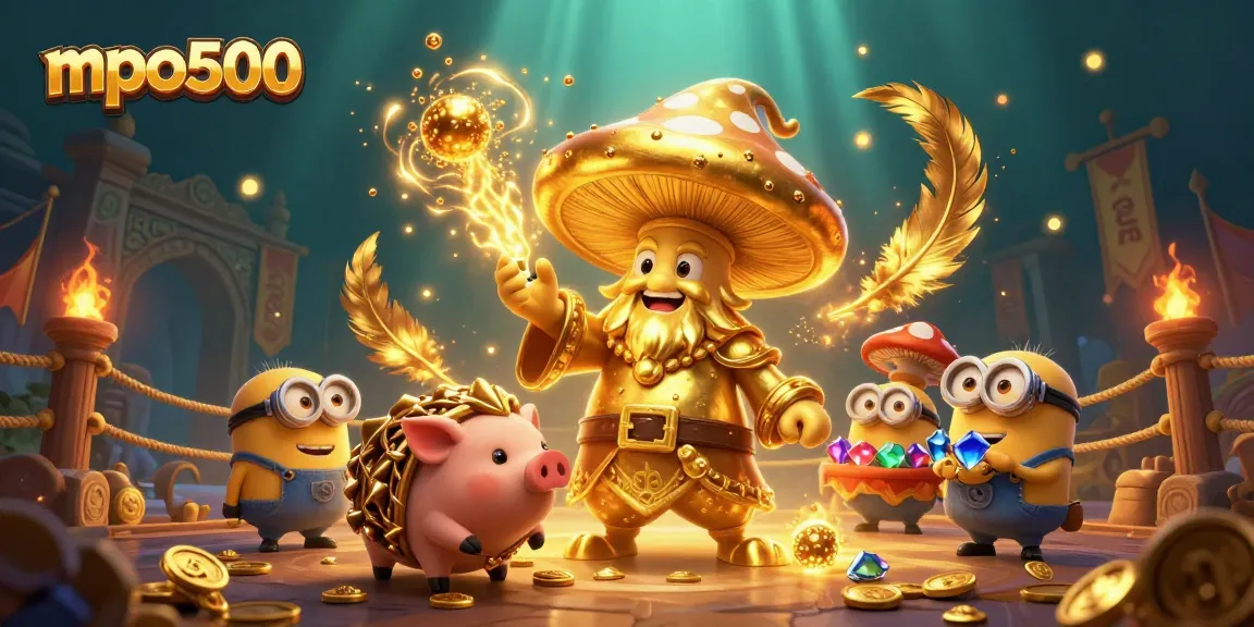 Experience mpo500 with golden treasures and magical wizardry in this vibrant casino scene.