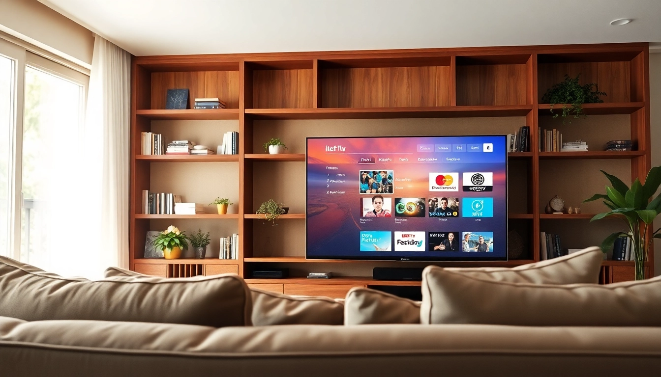 Experience iptv free trial in a modern living room with a sleek television display.