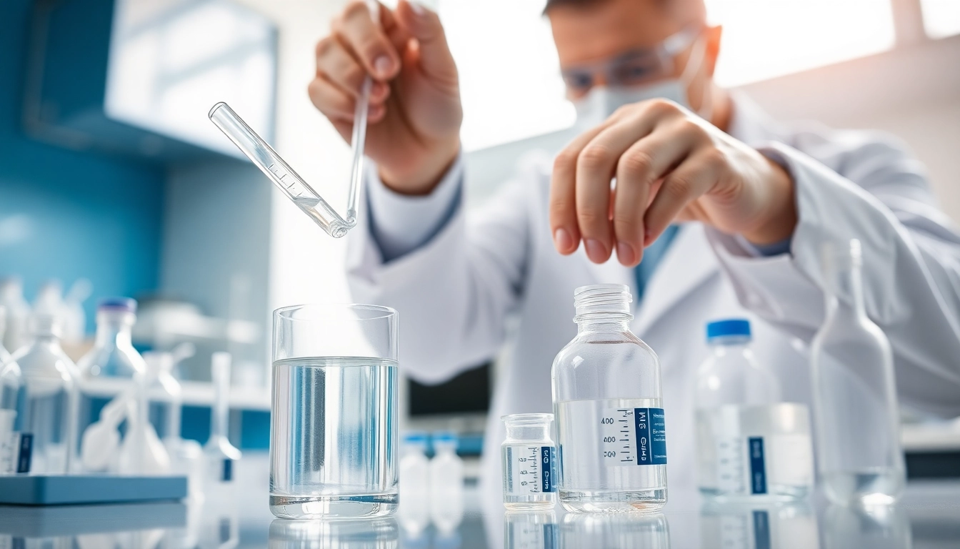 Order quality DMSO in a professional lab setting with a scientist measuring accurately.