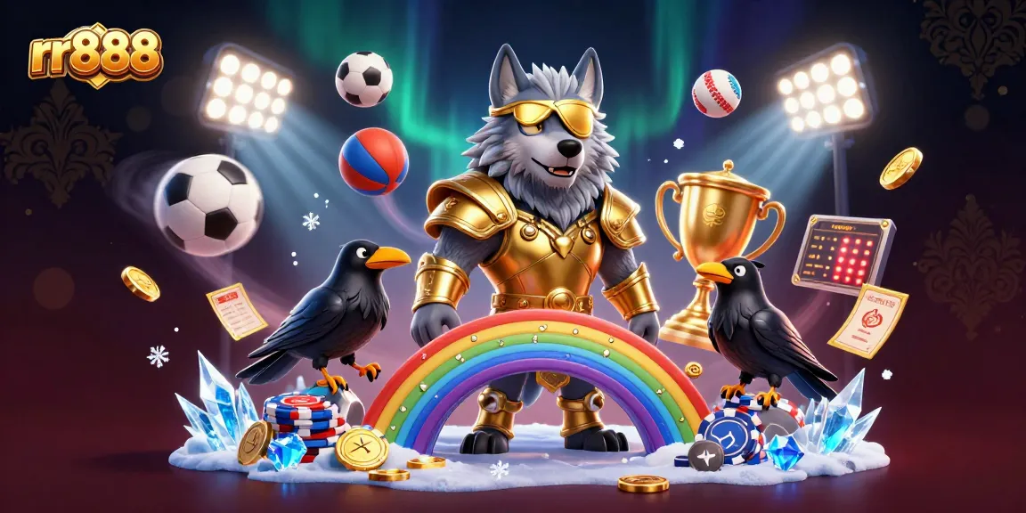 Experience thrilling gameplay with rr888 as Odin and his ravens stand atop a casino chips rainbow bridge.