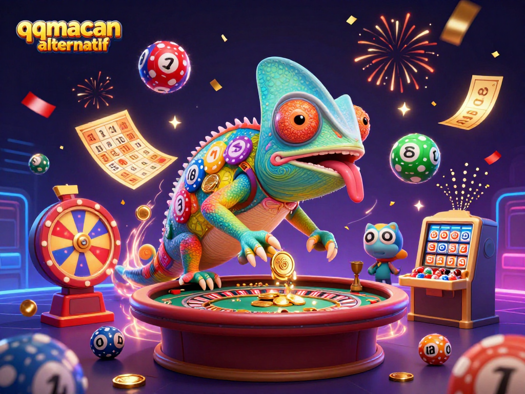 Experience thrilling gameplay at qqmacan alternatif with vibrant lottery balls and exciting casino elements.
