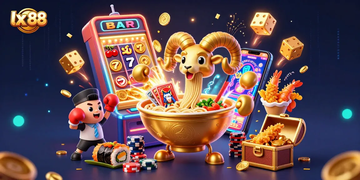 Experience thrilling gameplay with lx 88 as a golden ramen bowl deals cards amidst dazzling jackpots.