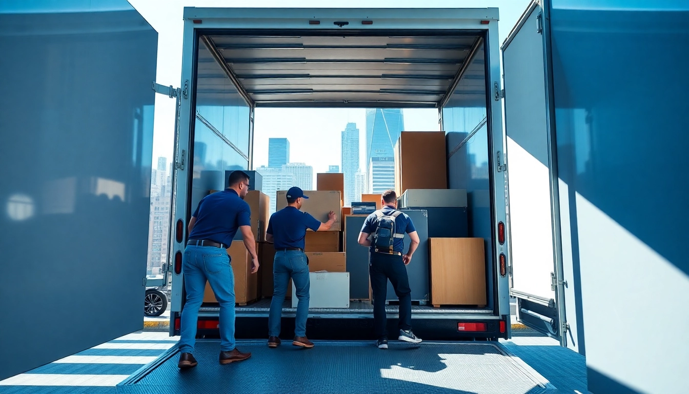 Efficient team providing commercial moving services NYC while packing office furniture in New York.