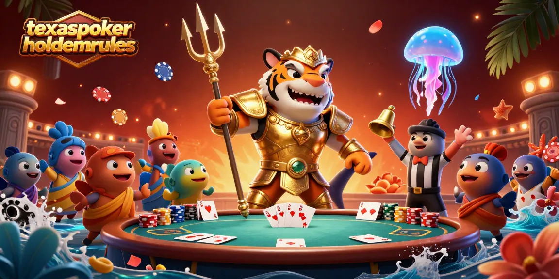 Experience the thrill of texaspokerholdemrules with vibrant characters in a dynamic casino scene full of poker elements.