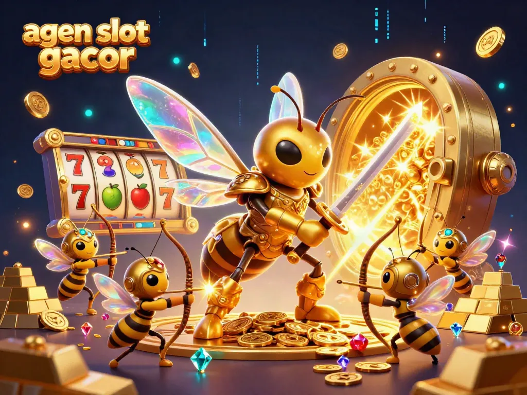 Experience the excitement of agen slot gacor with vibrant slot reels and dynamic gameplay in a captivating digital illustration.