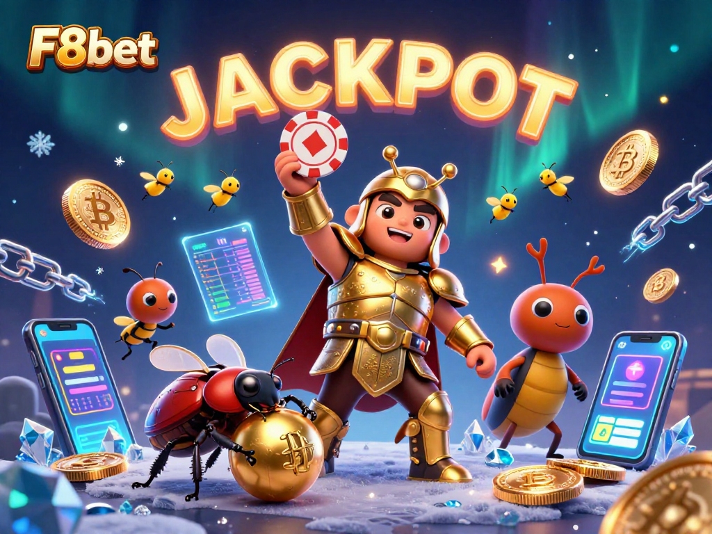 Experience exciting gameplay at F8bet while enjoying vivid 3D characters celebrating a jackpot.