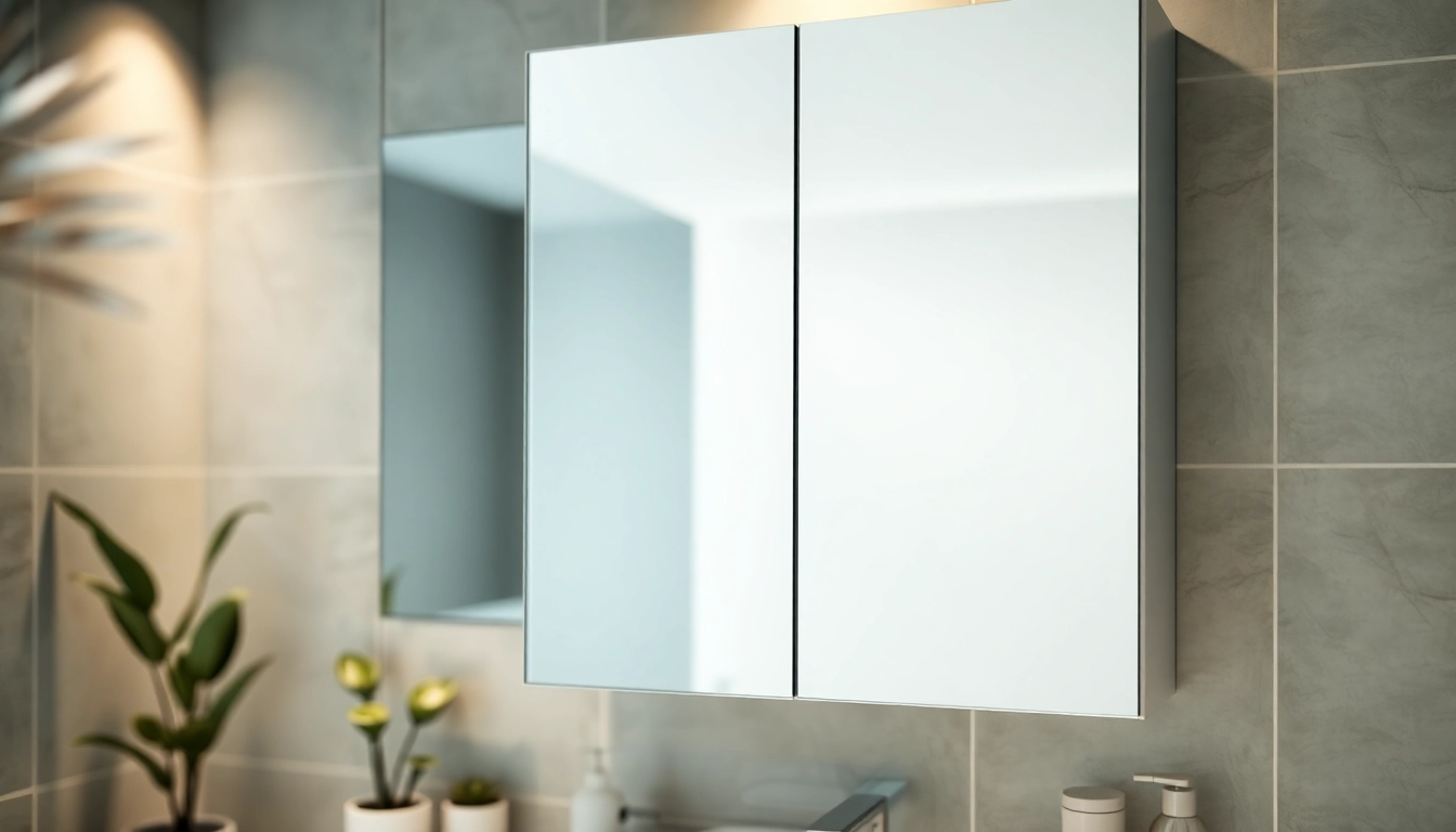Spiegelschrank Bad mit Beleuchtung in modernem Badezimmer mit elegantem Design