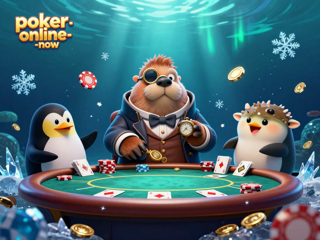 Experience thrilling poker action with the jolly walrus and friends at poker-online-now