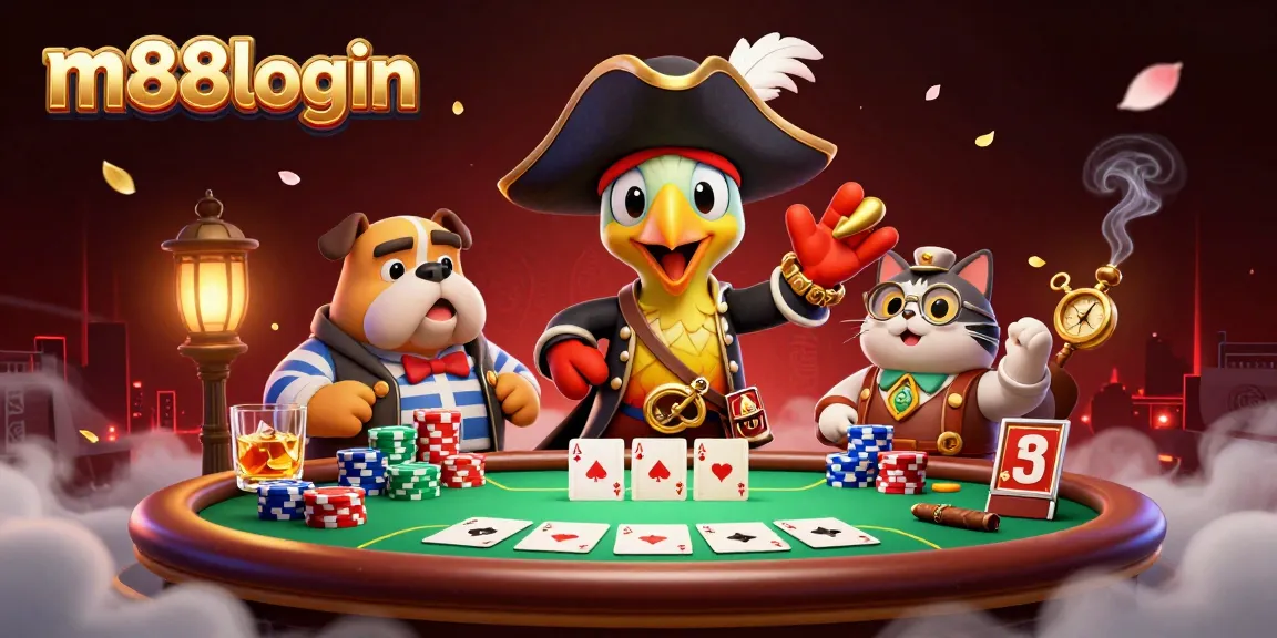 Join the action at m88login with pirates and poker elements in this vibrant casino scene.