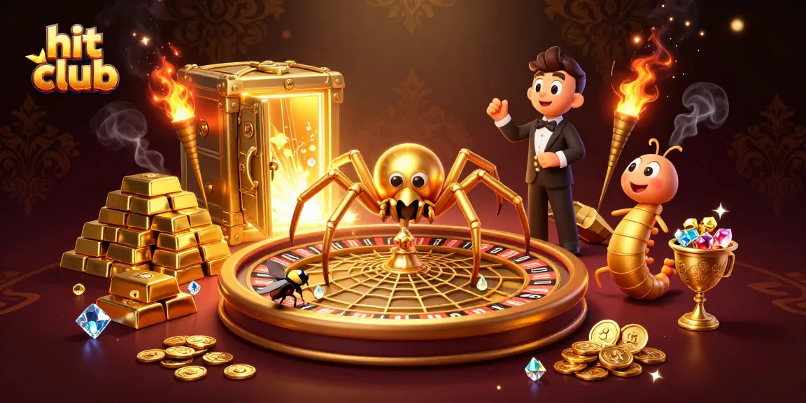 Experience thrilling betting at hit club with a spirited fly and centipede amid sparkling treasures.