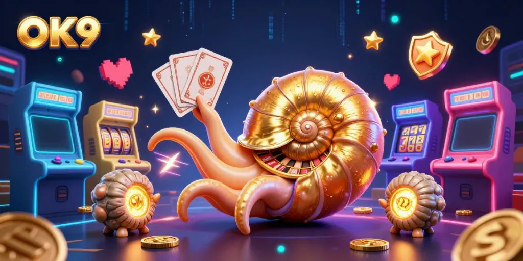 Engage with OK9's exciting casino experience featuring vibrant 3D gaming characters.