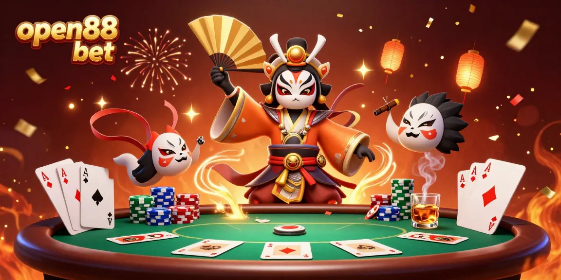 Experience thrilling open88 bet action with vibrant casino elements and 3D characters.