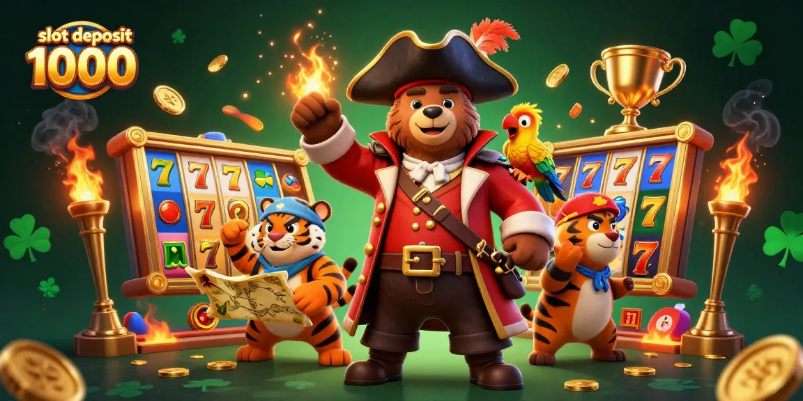 Experience the thrill of slot deposit 1000 with our vibrant 3D casino scene featuring engaging characters and dynamic gaming elements.