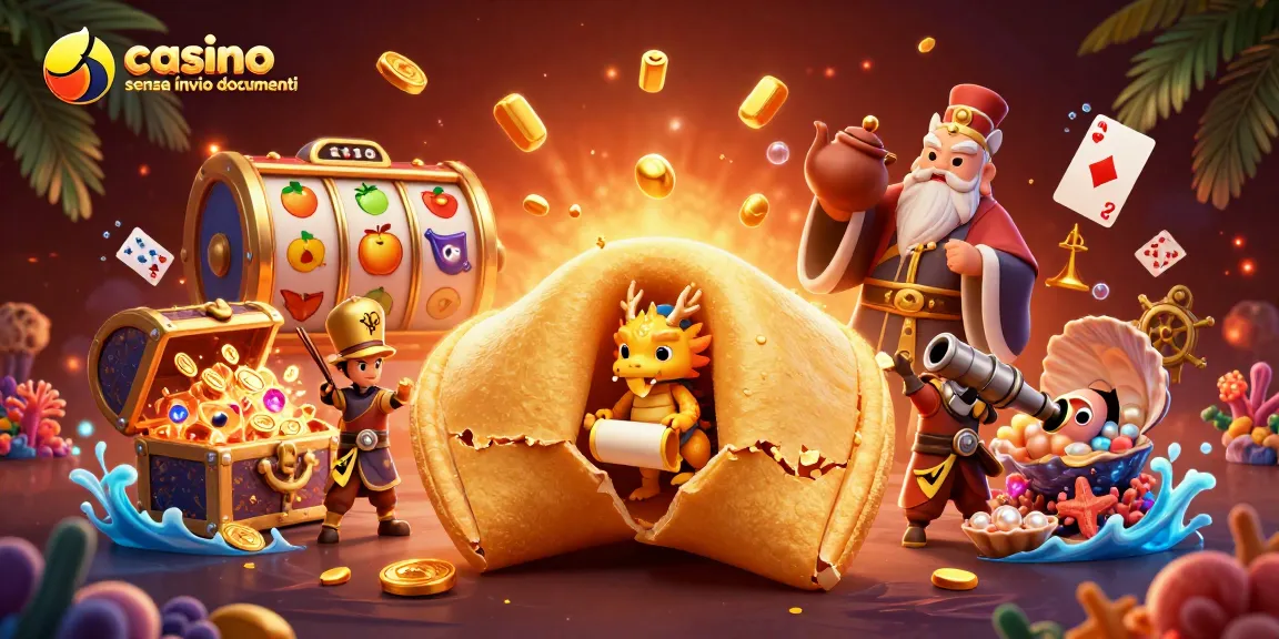 Gioca nel casino senza invio documenti con questa illustrazione 3D ricca di simboli di fortuna e avventura.