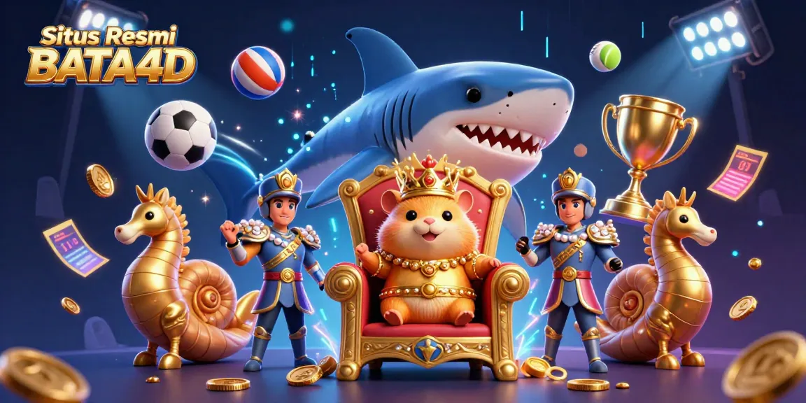 Situs Resmi BATA4D showcases thrilling betting experiences with a unique golden hamster king and dynamic sports elements.