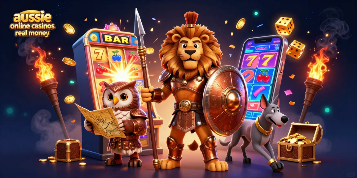 Experience excitement at aussie online casinos real money with vibrant slot machines and animated characters.