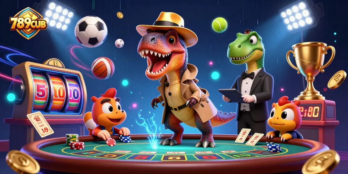 Experience the excitement of 789CLUB where animated characters engage in thrilling casino action.