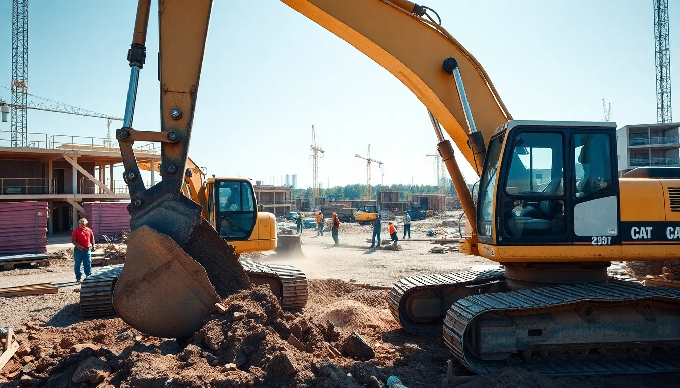 Excavator digging on a construction site, highlighting performance and efficiency.