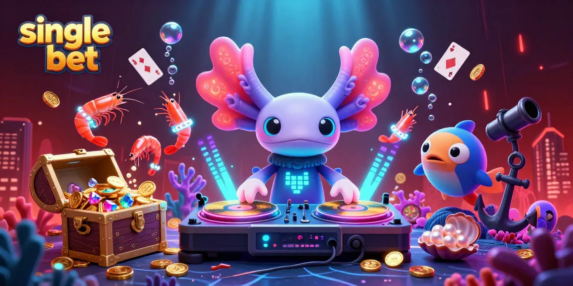 Place single bet strategically with engaging underwater casino party scene featuring colorful 3D characters.