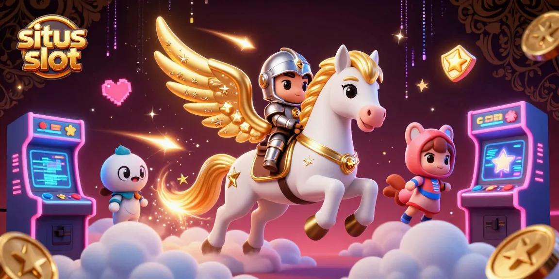 Menangkan situs slot dengan keberuntungan, dikelilingi mesin permainan 3D yang berkilau.