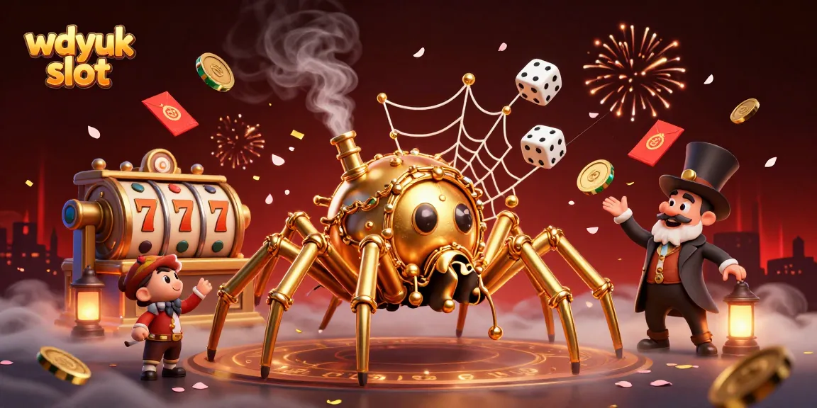 Experience the thrill of the wdyuk slot with a dynamic illustration featuring steampunk elements and rich casino symbols.