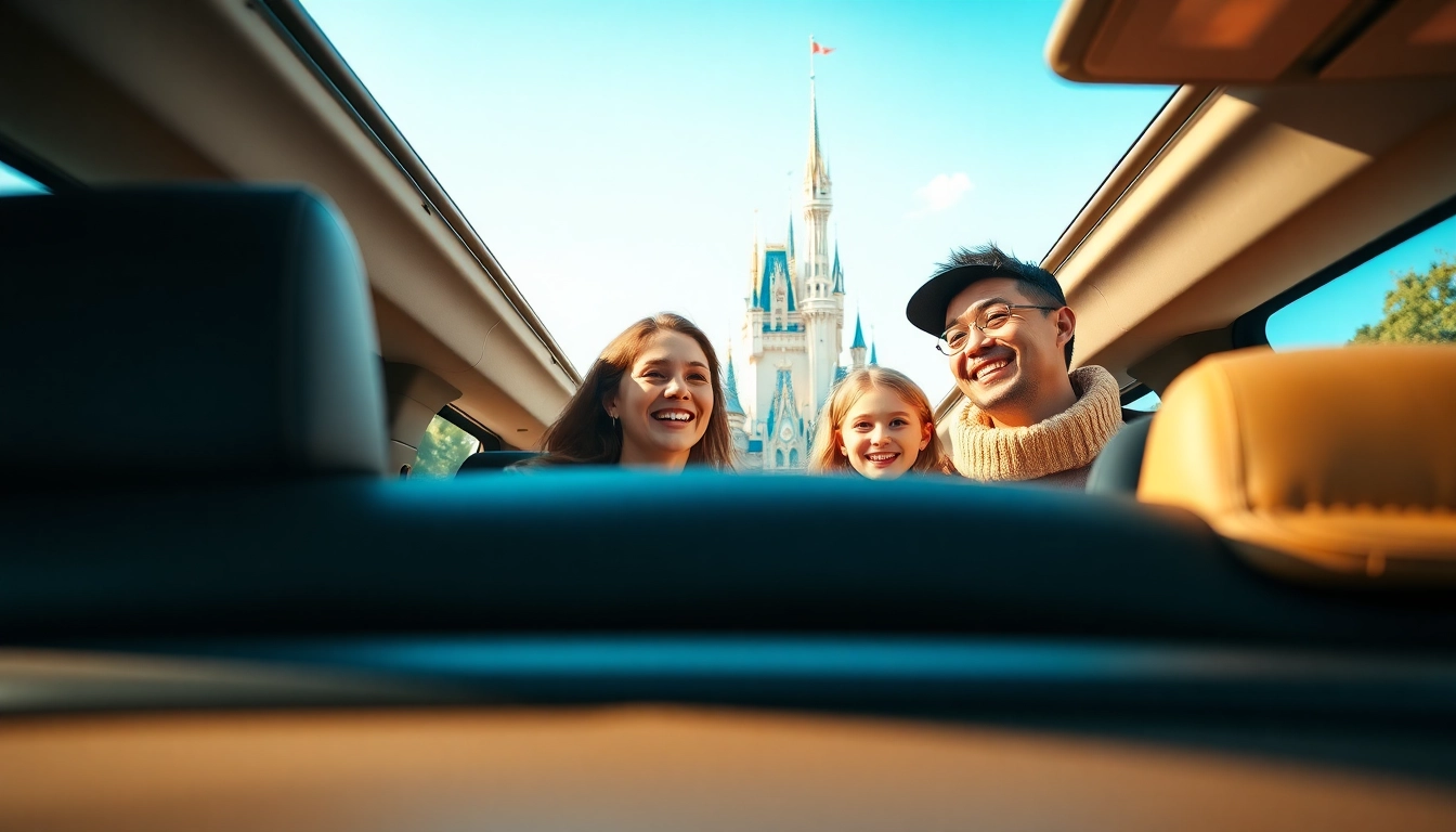 Book a Beauvais Airport to Disney Transfer with a family boarding a cheerful vehicle.