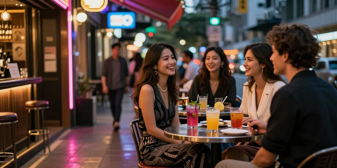 Khung cảnh tối ở thành phố với gái gọi tỏa sáng trong trang phục thời trang.