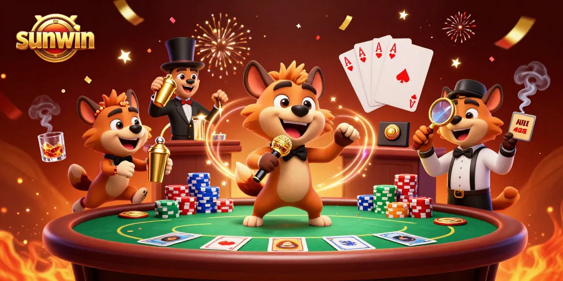 Experience the fun at sunwin casino with hyena characters, immersive gaming elements, and vibrant atmosphere.